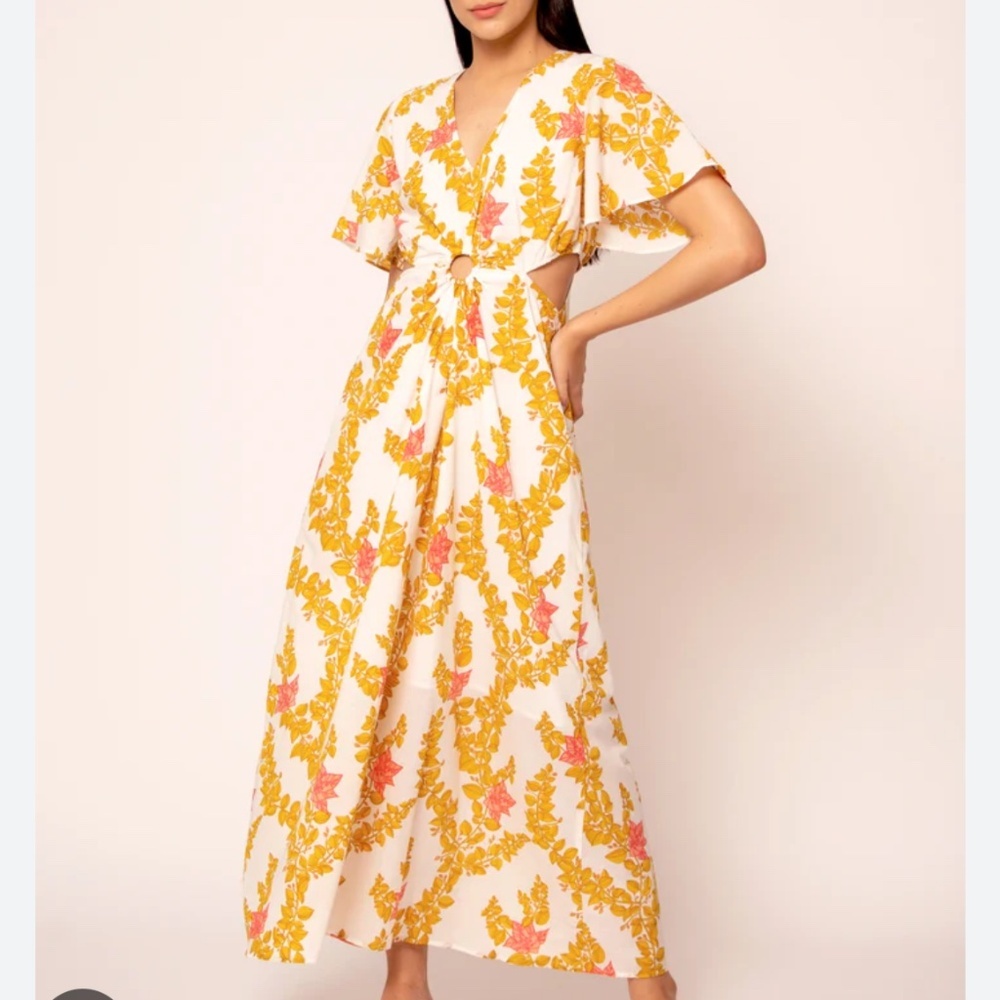 Beyond By Vera Giselle Floral Cutout Maxi Dress Size Medium